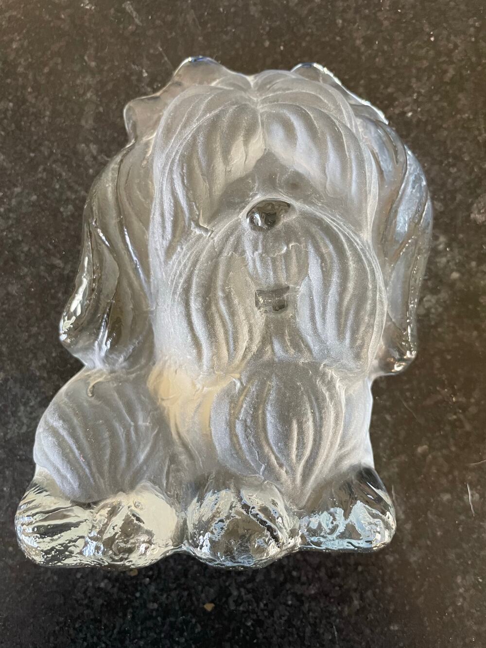Viking hand made Vintage Glass Dog Figure Statue Yorkie Maltese ShihTzu